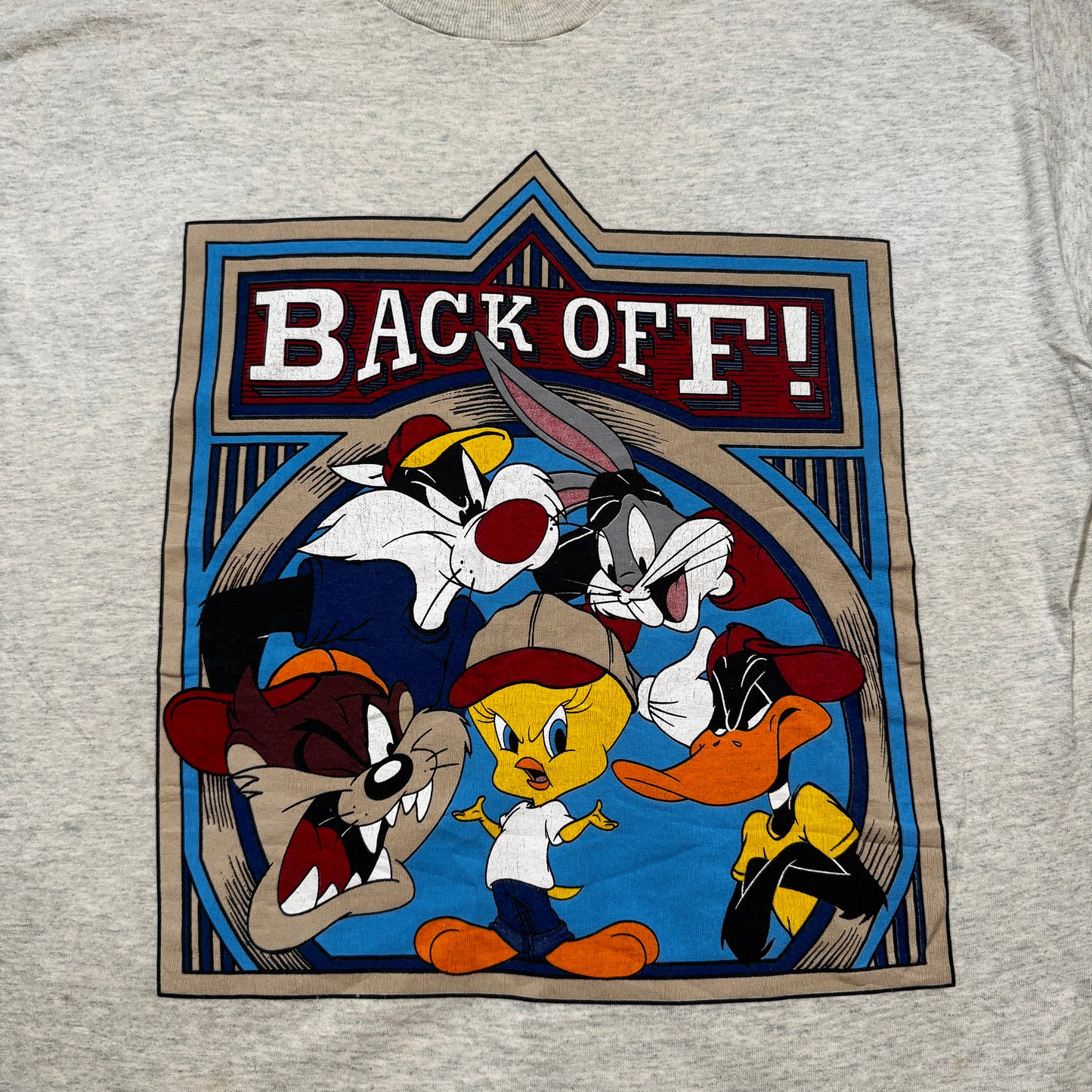 1990s Looney Tunes “Back Off!” Heather Gray Graphic T-Shirt