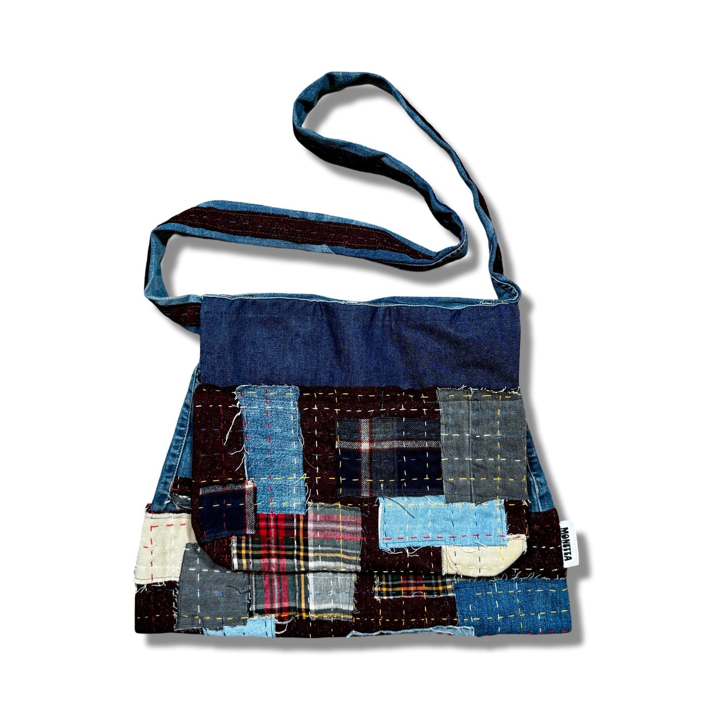 Denim x Flannel Shashiko Messenger Bag
