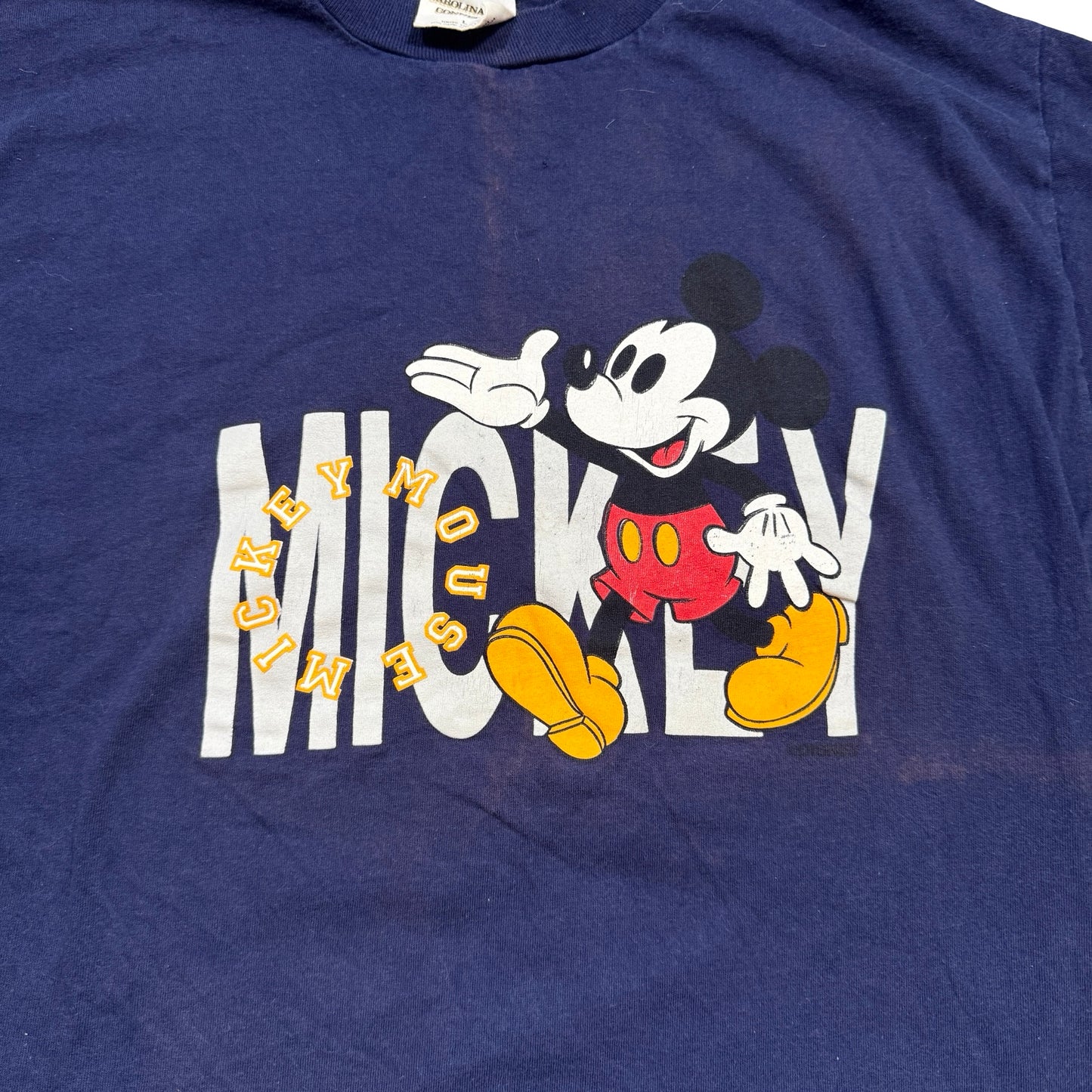 1990s Mickey Mouse Navy Double-Sleeve Graphic T-Shirt