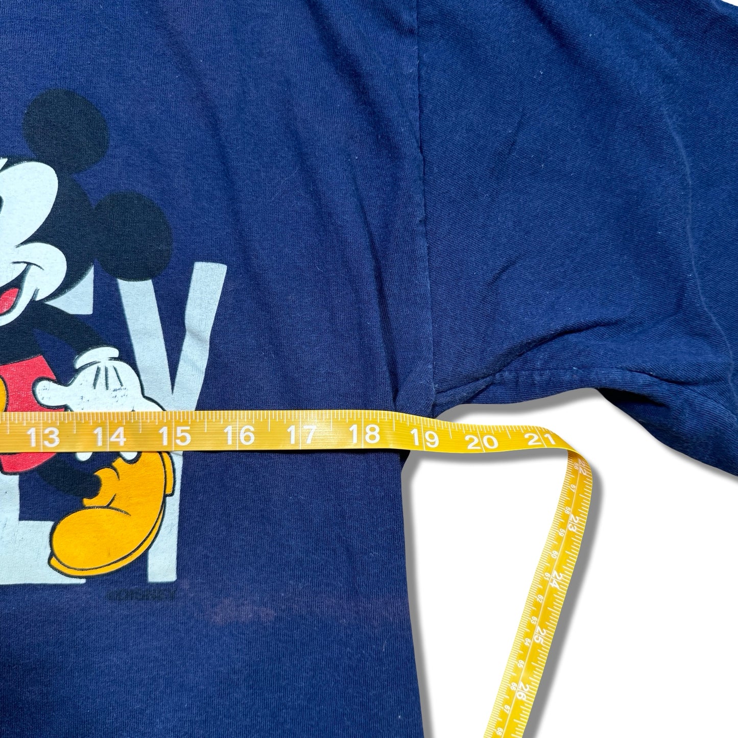 1990s Mickey Mouse Navy Double-Sleeve Graphic T-Shirt