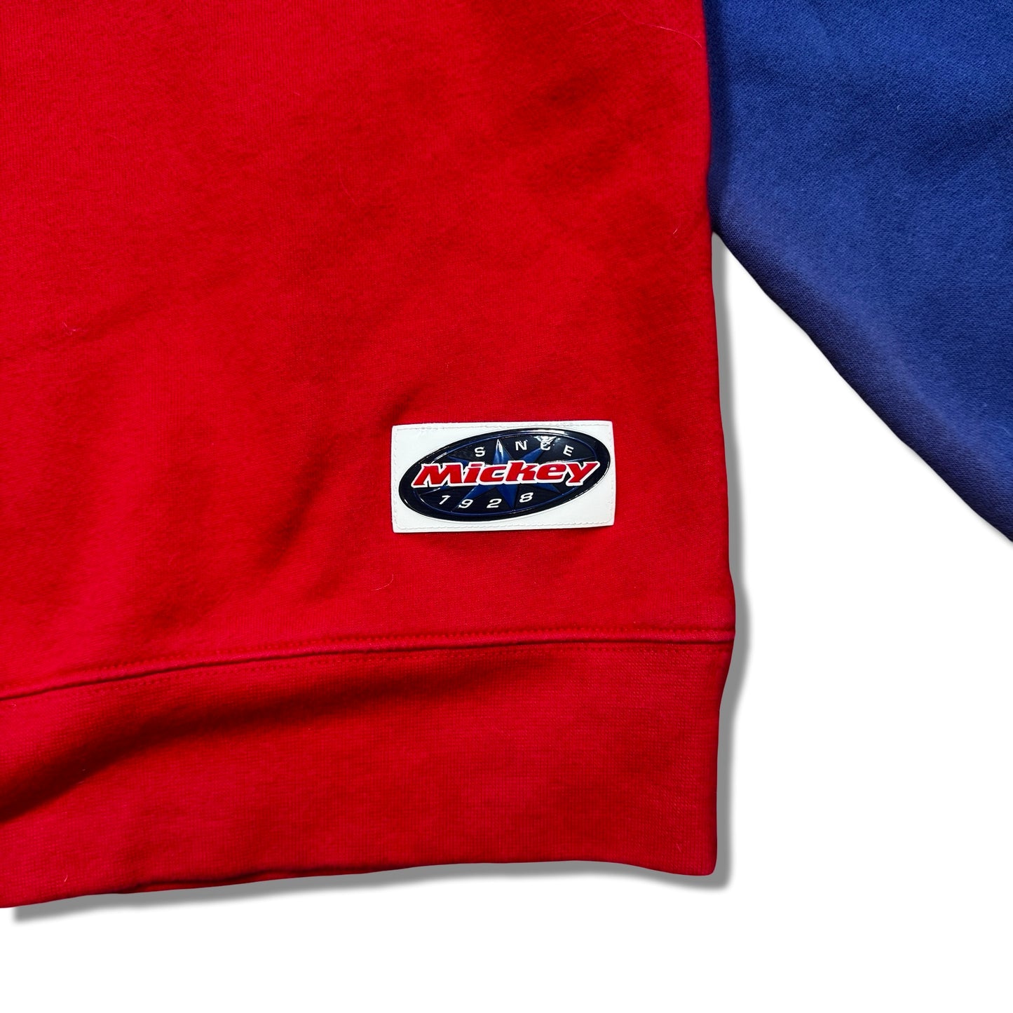 1990s Mickey Mouse Red & Blue Colorblock Crewneck Sweater