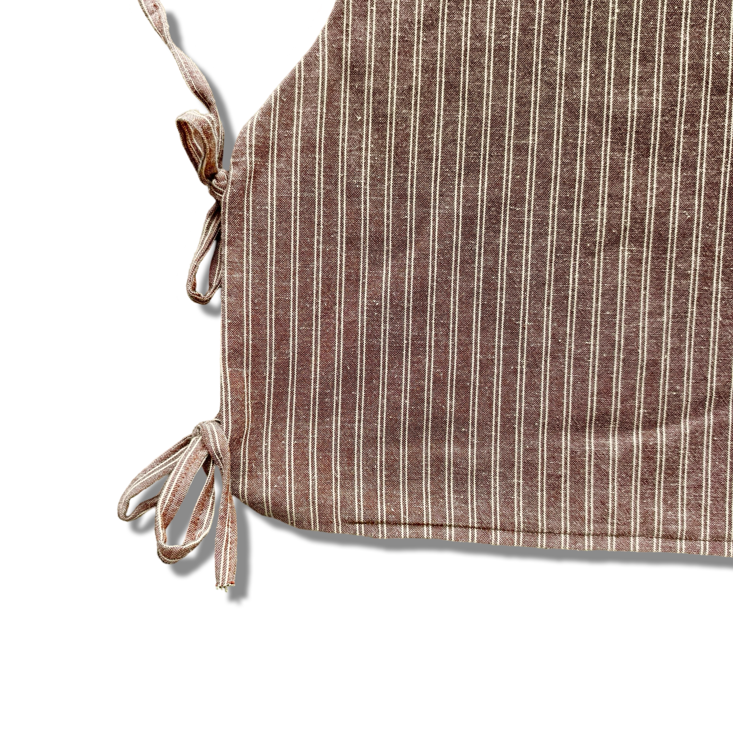 Linen Side Tie Top - Brown/Cream