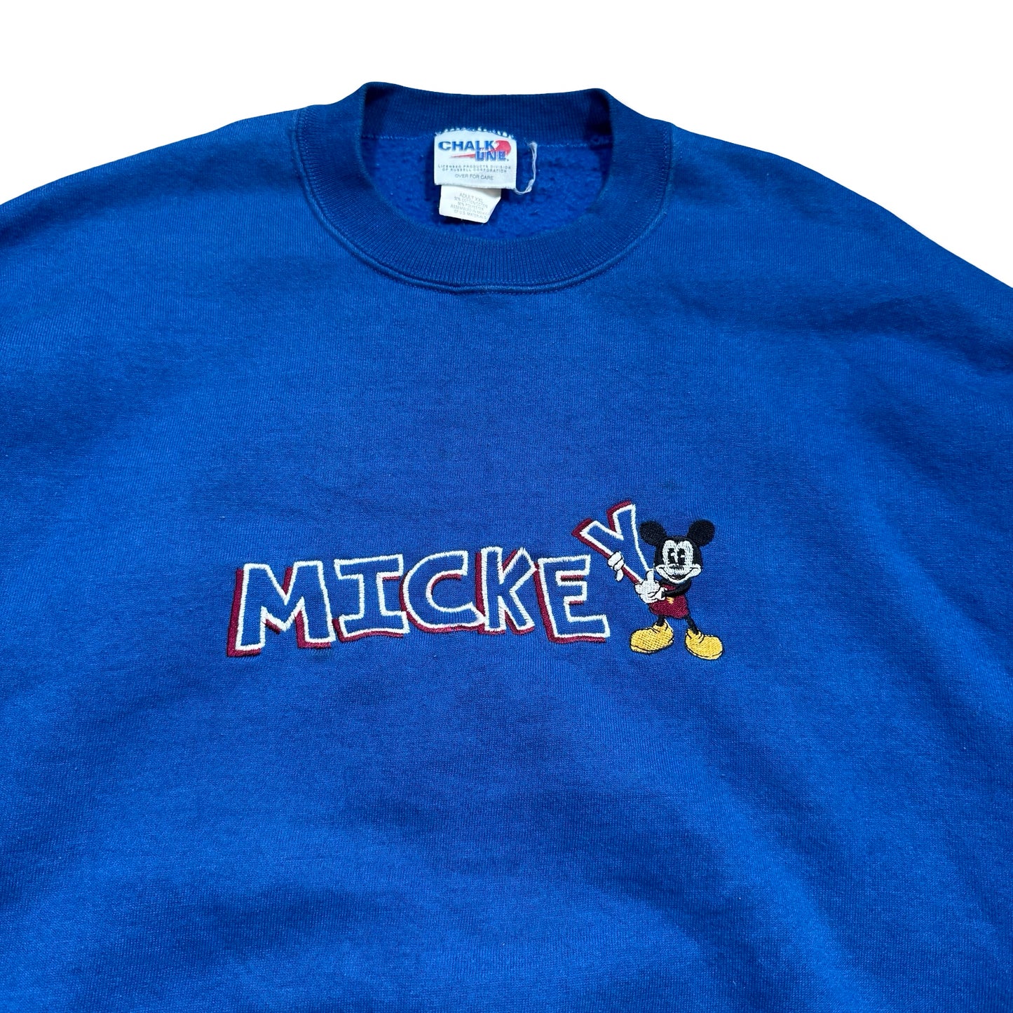 1990s Navy Mickey Mouse Embroidered Crewneck Sweater