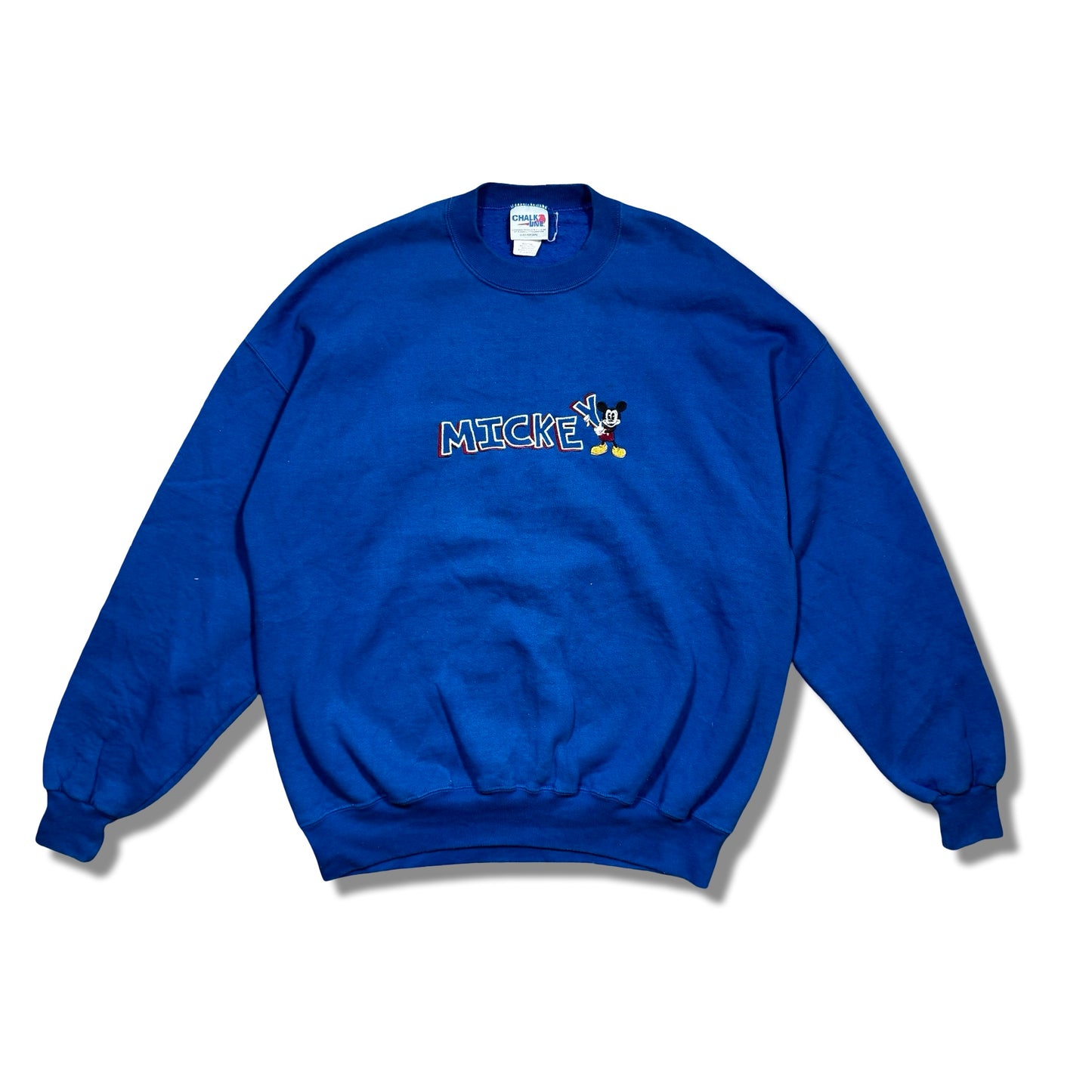 1990s Navy Mickey Mouse Embroidered Crewneck Sweater