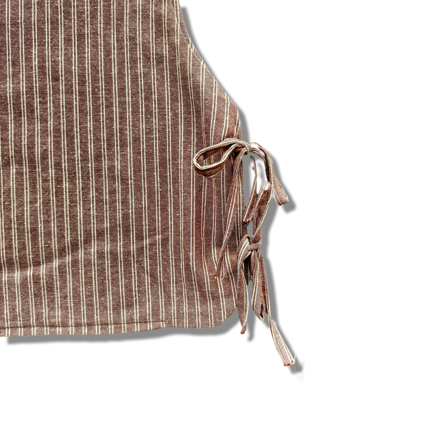 Linen Side Tie Top - Brown/Cream