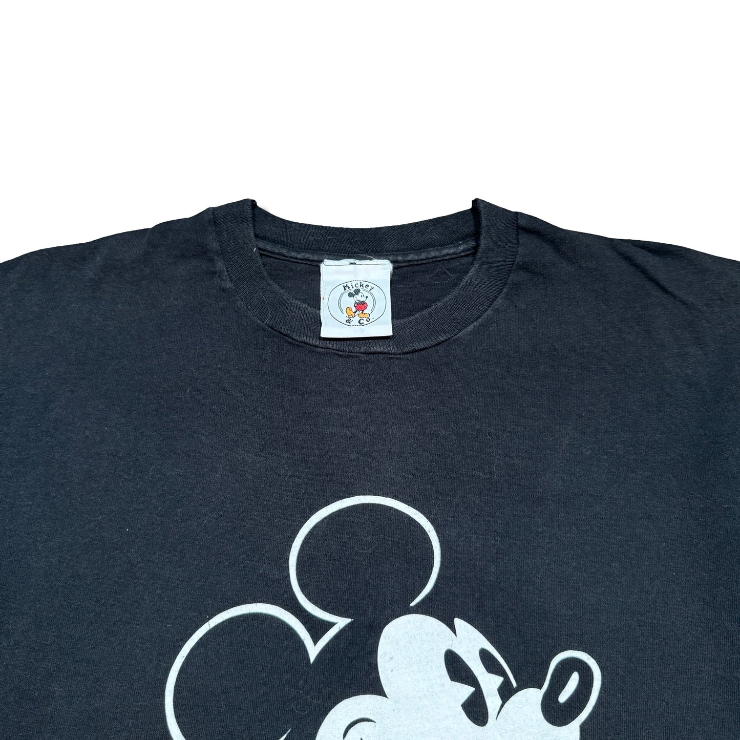 1990s Mickey Mouse Black Primary Color Graphic T-Shirt