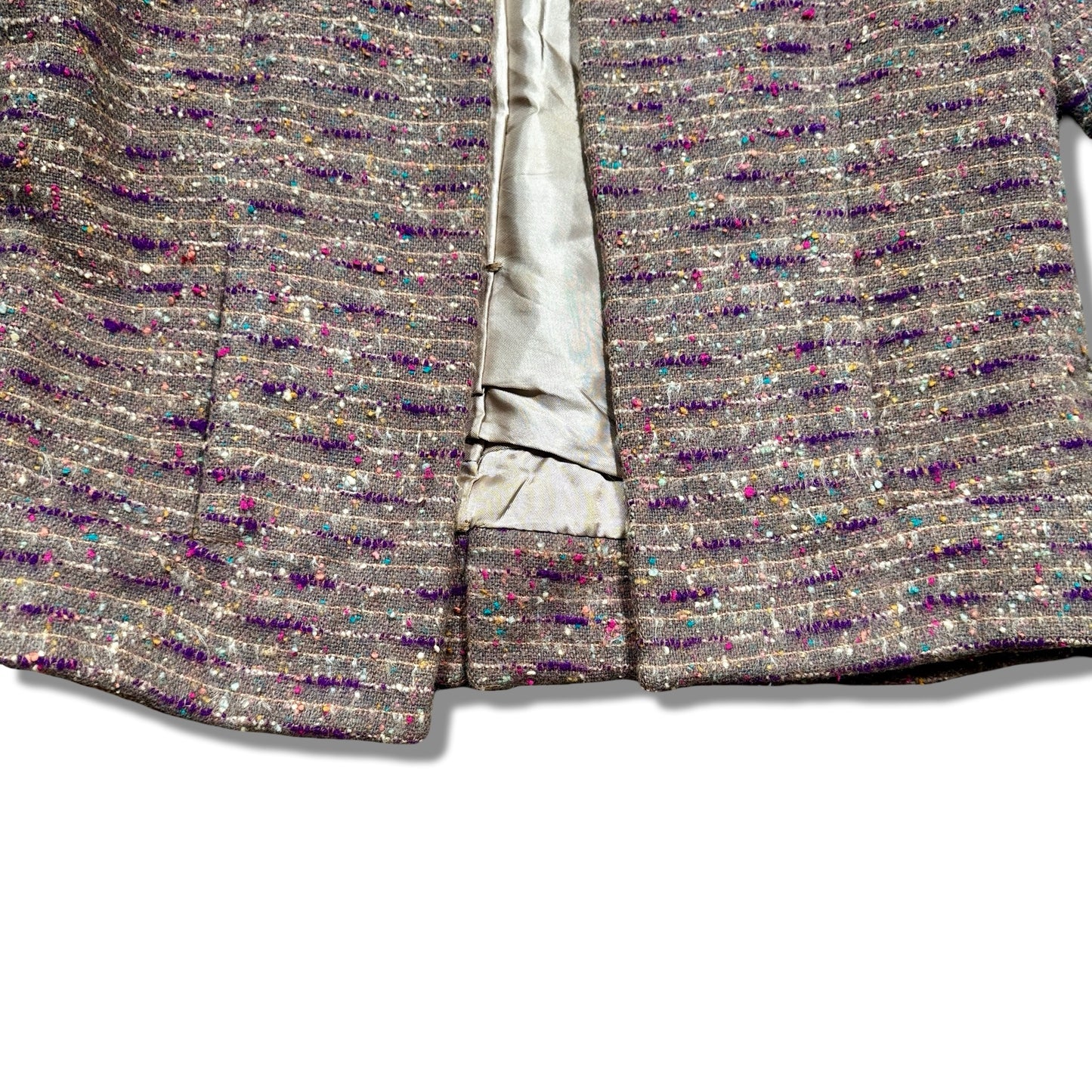 Vintage Tweed Open Front Blazer with Gold Buttons