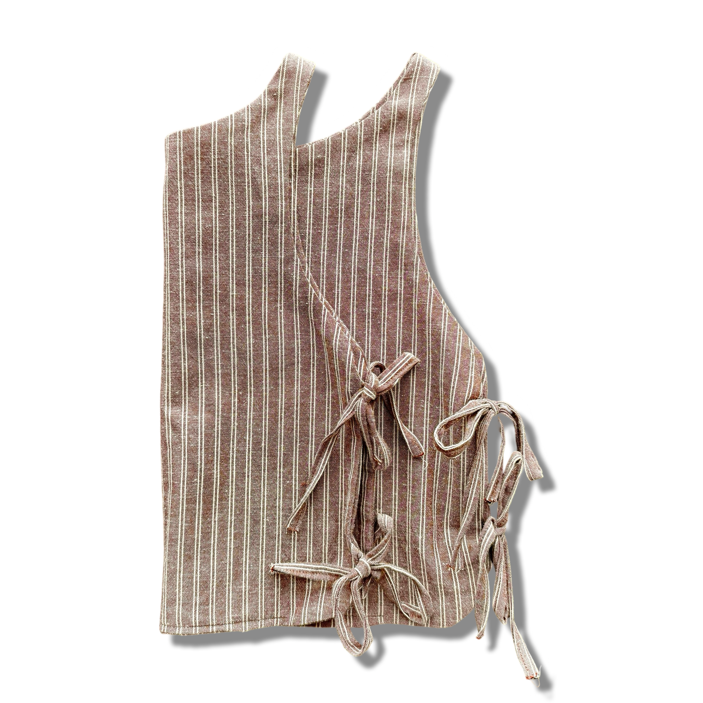 Linen Side Tie Top - Brown/Cream