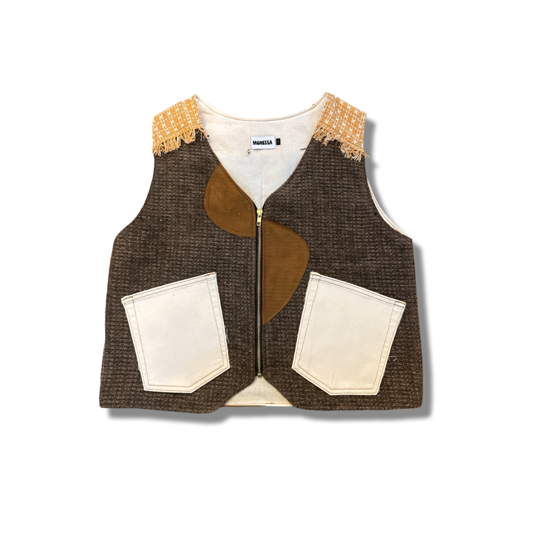 Western Zip Vest — Wool Blend and Canvas