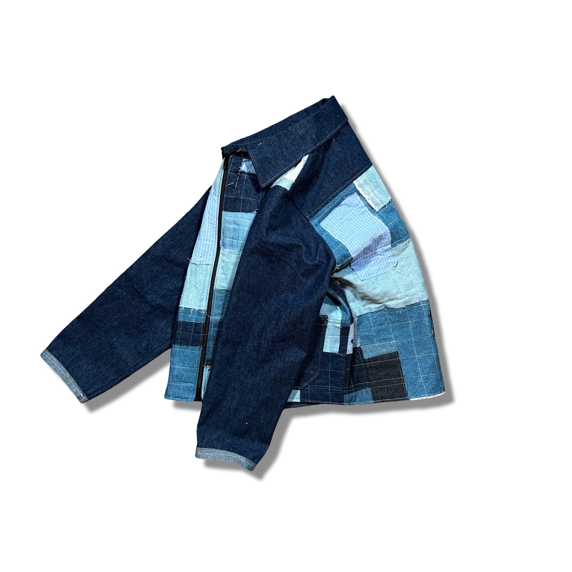 Boro-Inspired Patchwork Denim Jacket