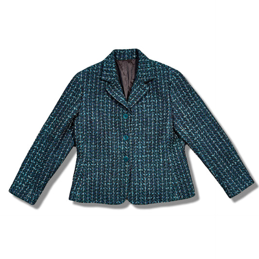 Vintage Teal Tweed Blazer