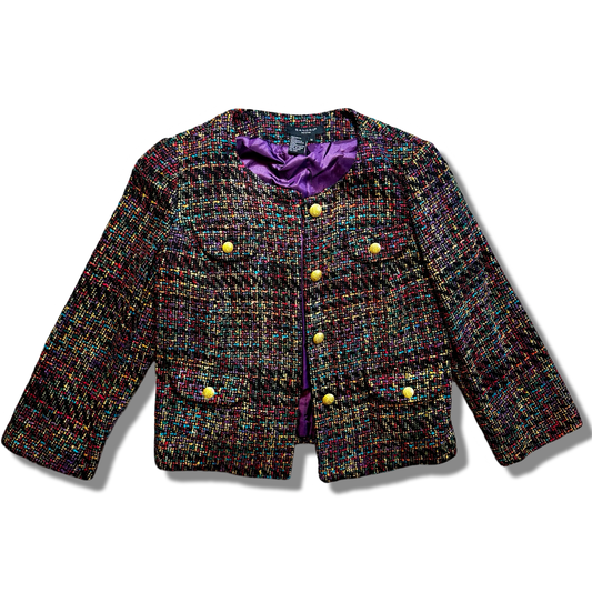 Colorful Sandro Button-Up Tweed Jacket