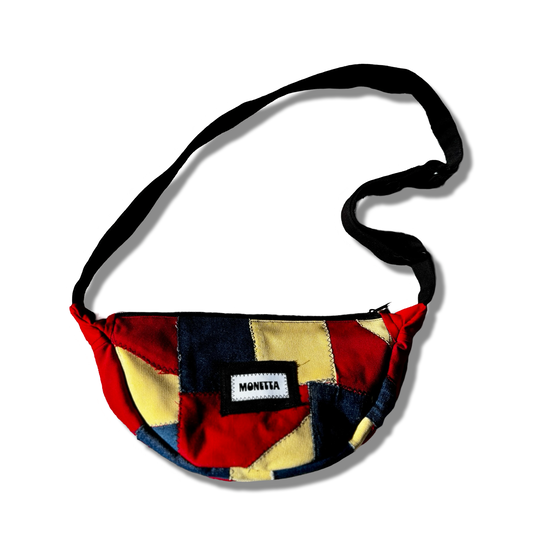 Primary Color Zigged Patchwork Crossbody Bag