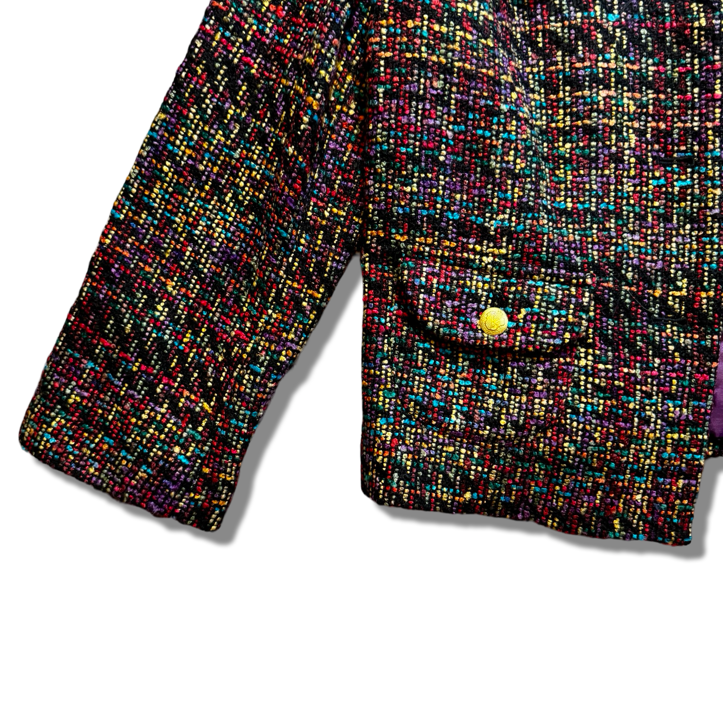 Colorful Sandro Button-Up Tweed Jacket