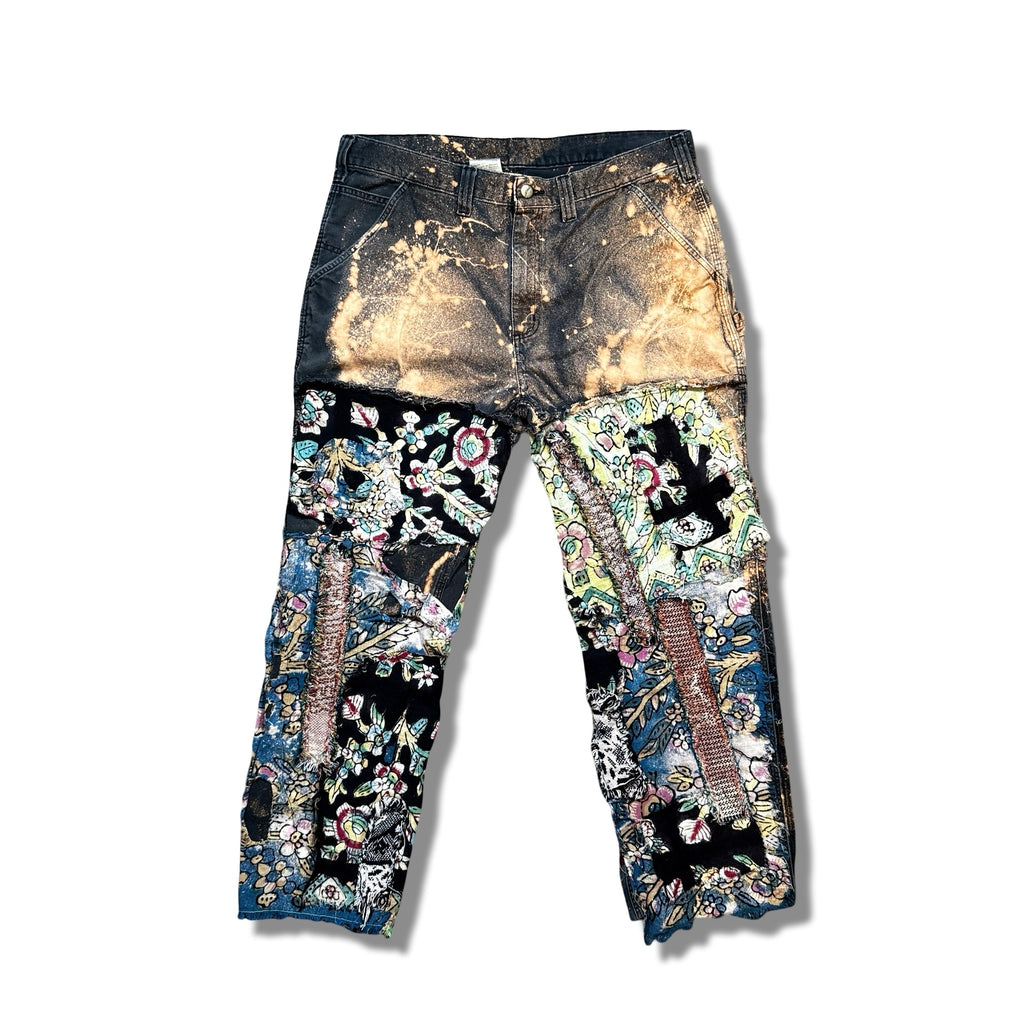 Reworked Vintage Carhartt Jeans - Black & Floral