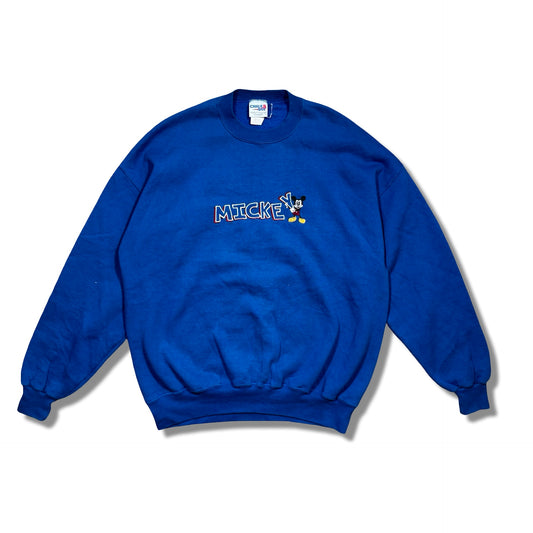 1990s Navy Mickey Mouse Embroidered Crewneck Sweater