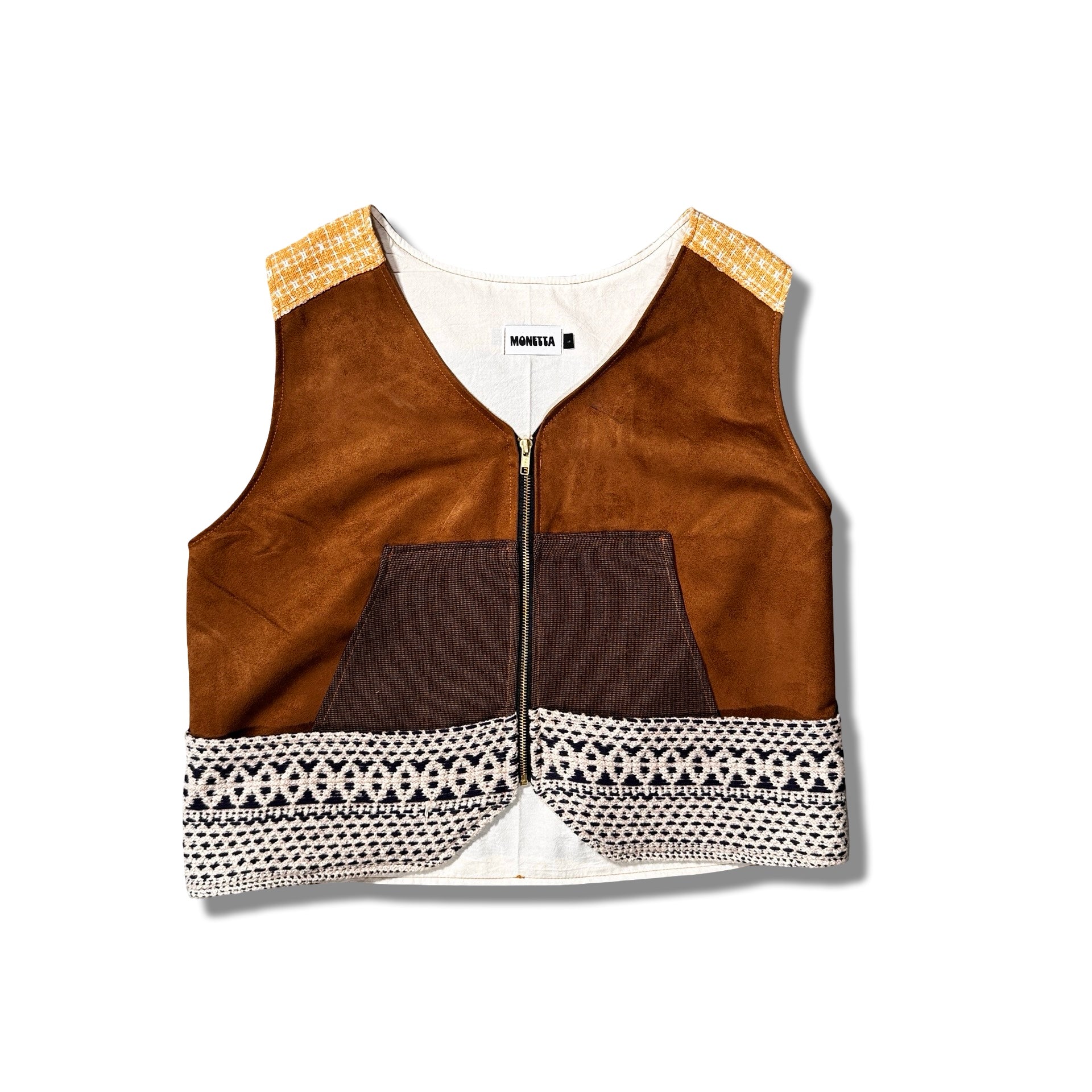 Western Zip Vest — Suede and Knit