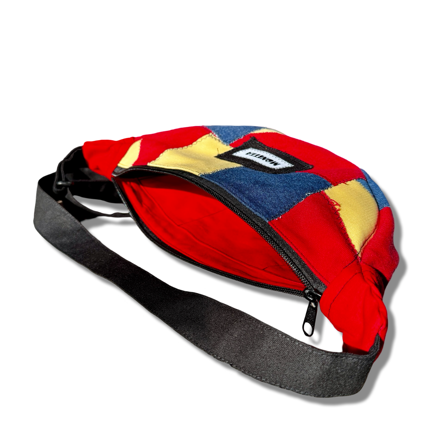 Primary Color Zigged Patchwork Crossbody Bag