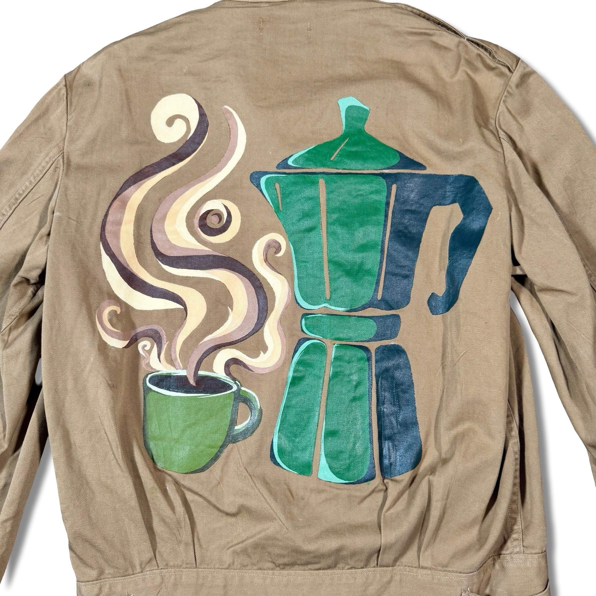 Handpainted Coffee Scene Jacket
