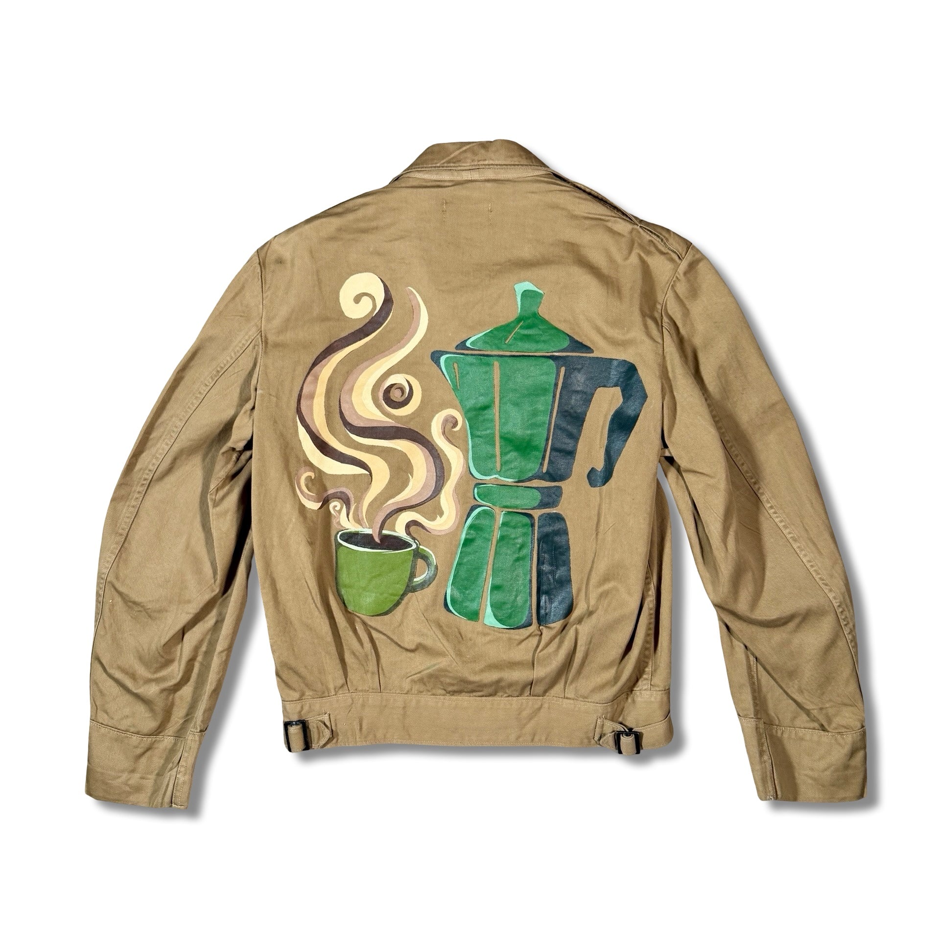 Handpainted Coffee Scene Jacket