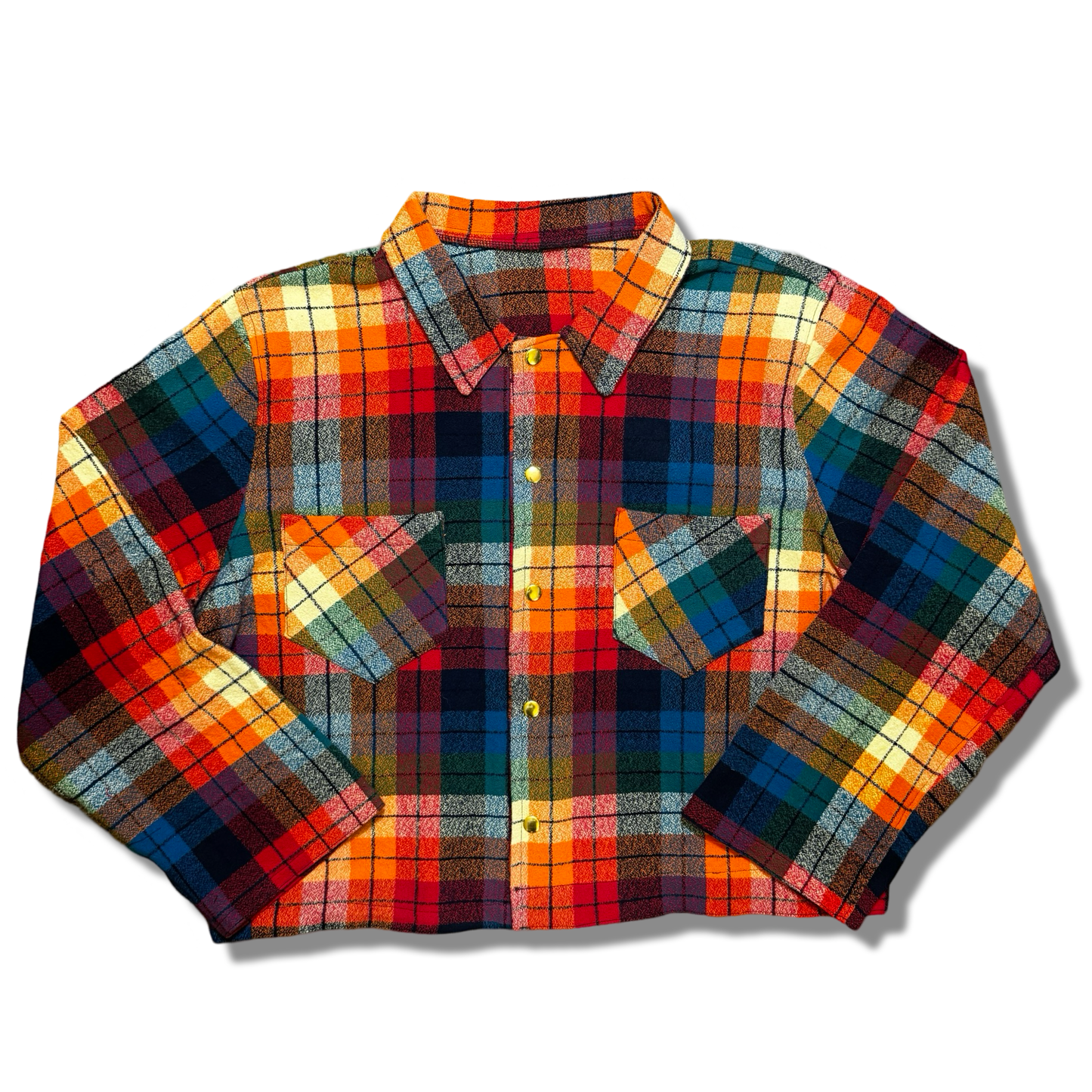 Cropped Rainbow Flannel Jacket