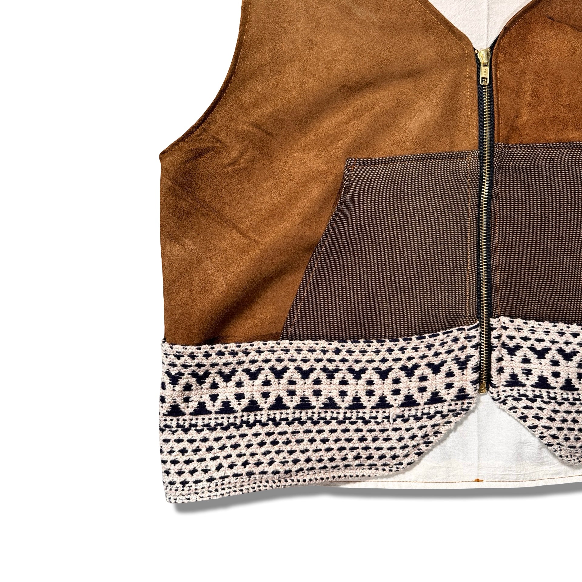 Western Zip Vest — Suede and Knit