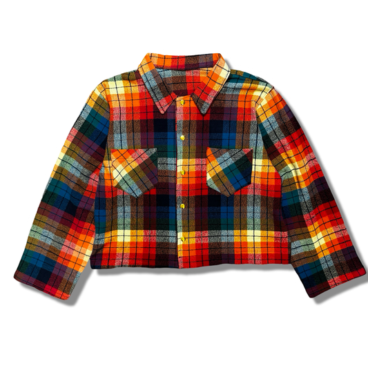 Cropped Rainbow Flannel Jacket