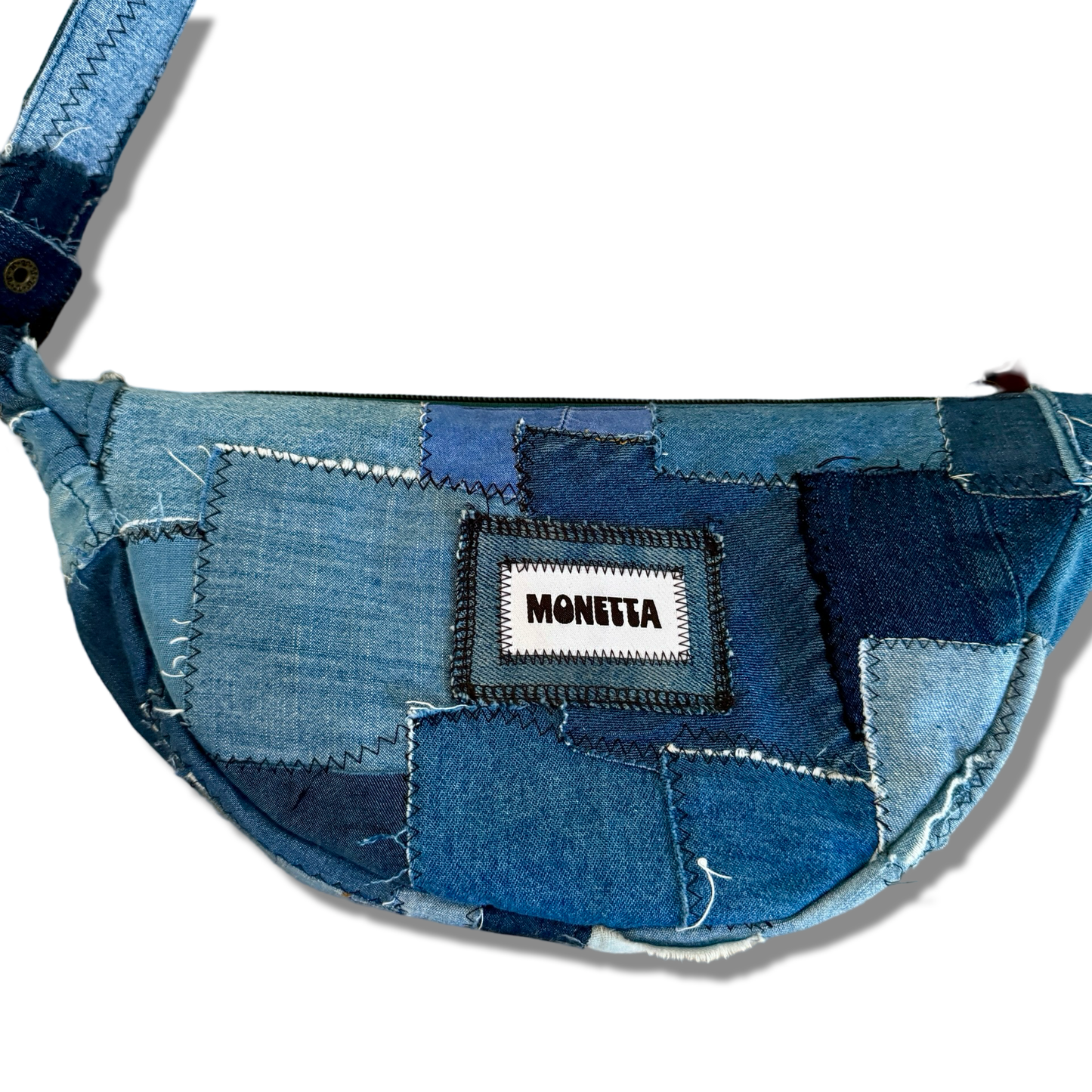 Denim Zigged Patchwork Crossbody Bag