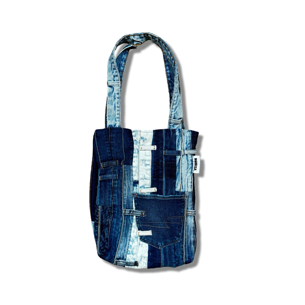Deconstructed Waistband Denim Tote