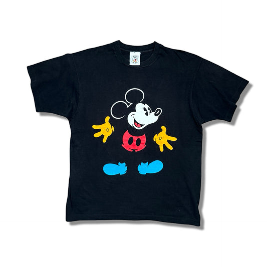 1990s Mickey Mouse Black Primary Color Graphic T-Shirt