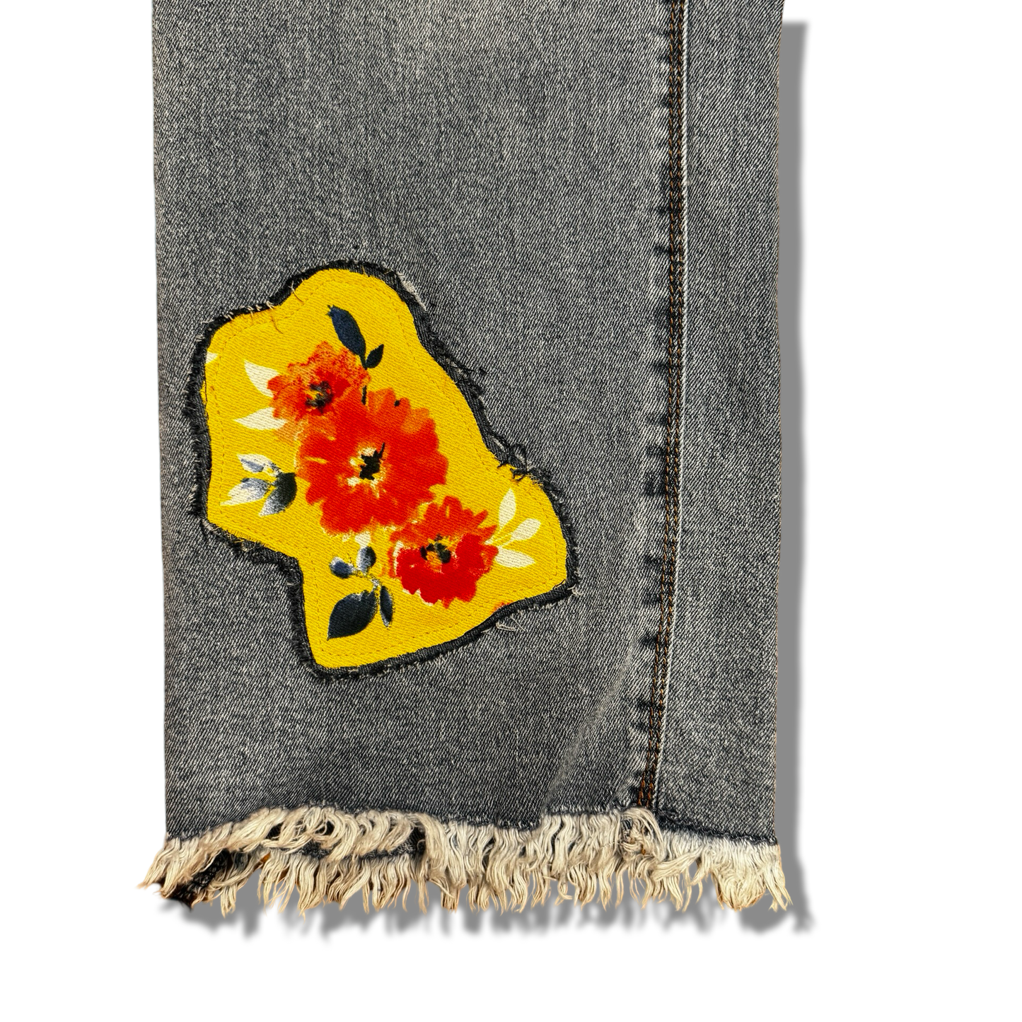 Upcycled Floral Butterfly Patched Jeans