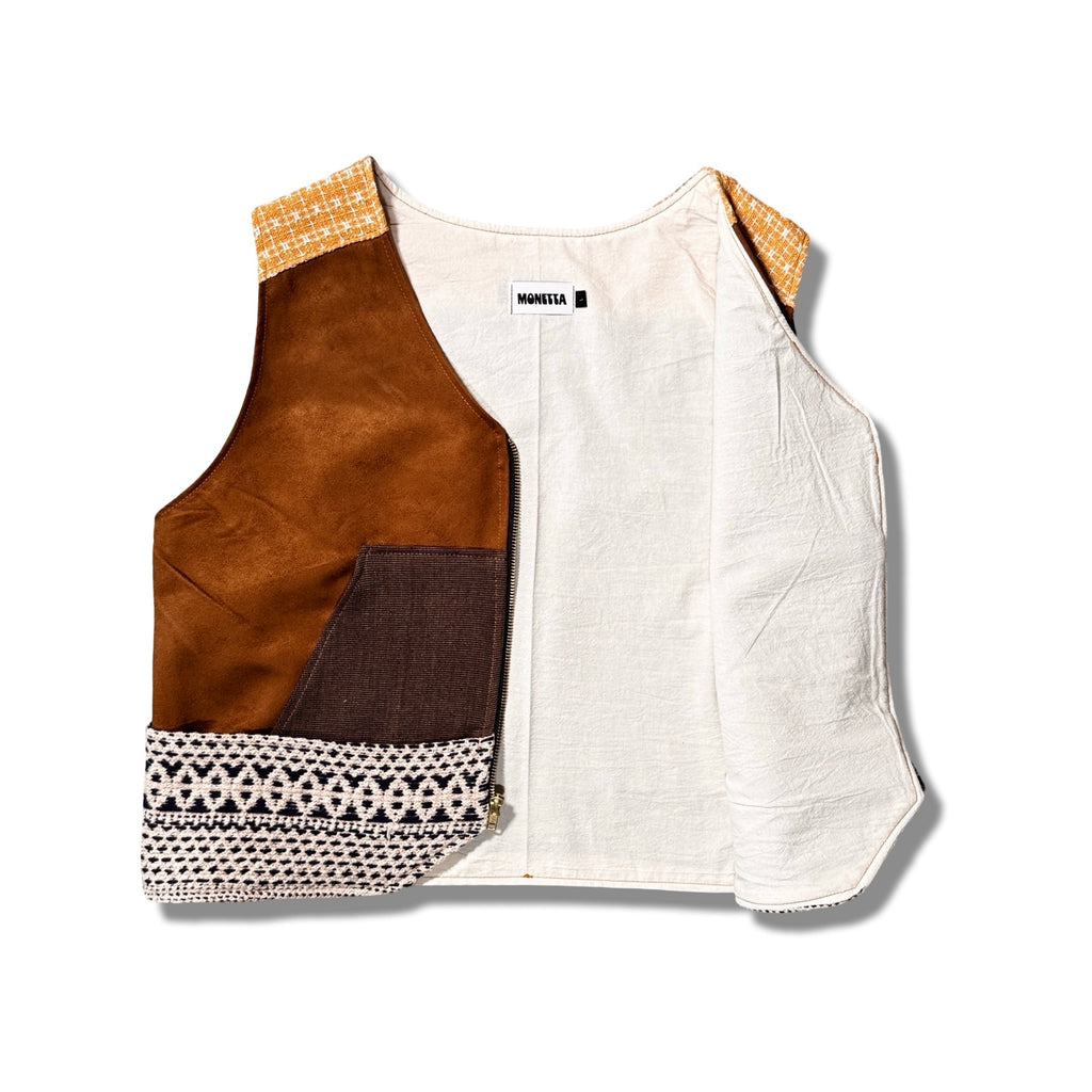 Western Zip Vest — Suede and Knit
