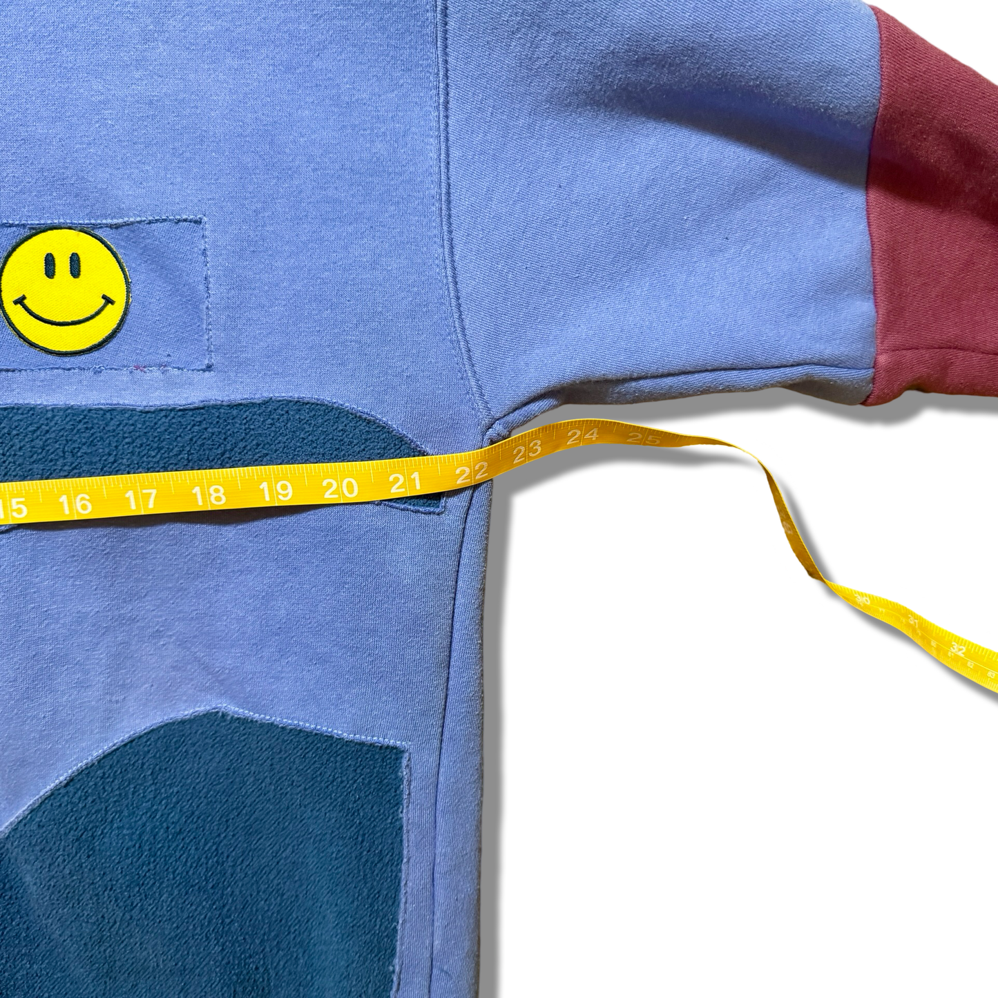 Upcycled Crewneck Sweater with Smiley Face