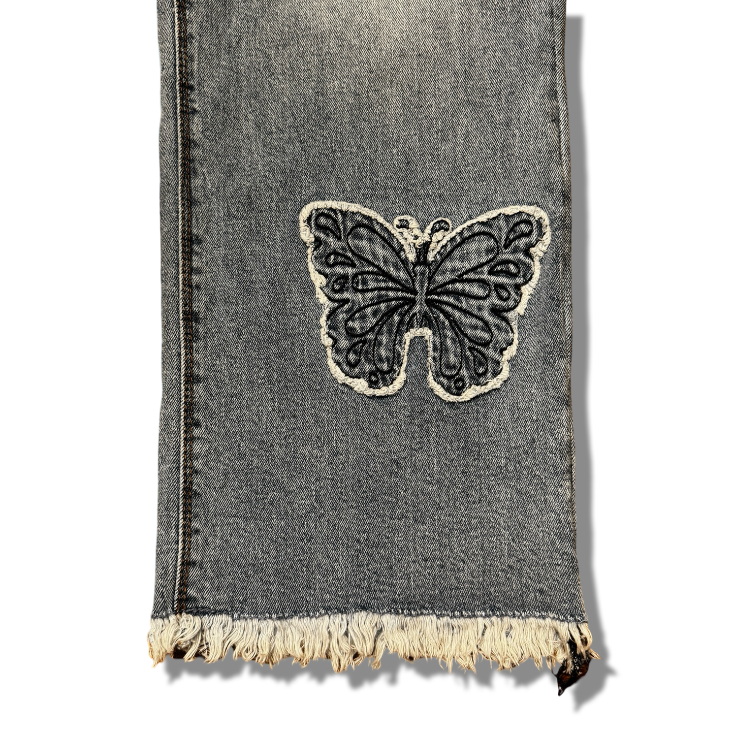 Upcycled Floral Butterfly Patched Jeans