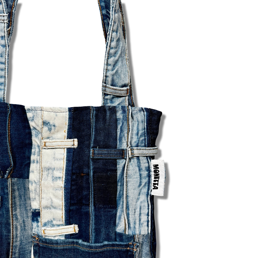 Deconstructed Waistband Denim Tote